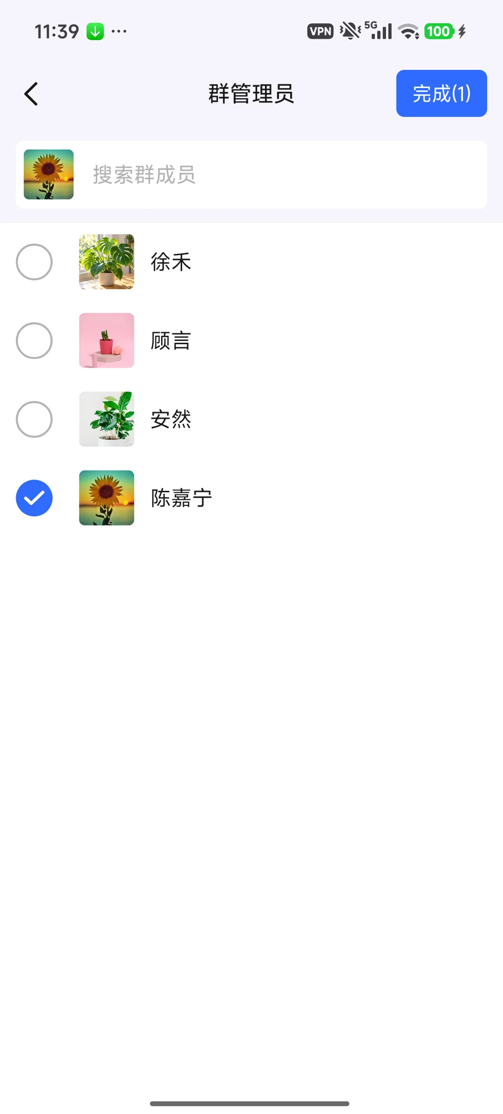 选择陈嘉宁作为管理员