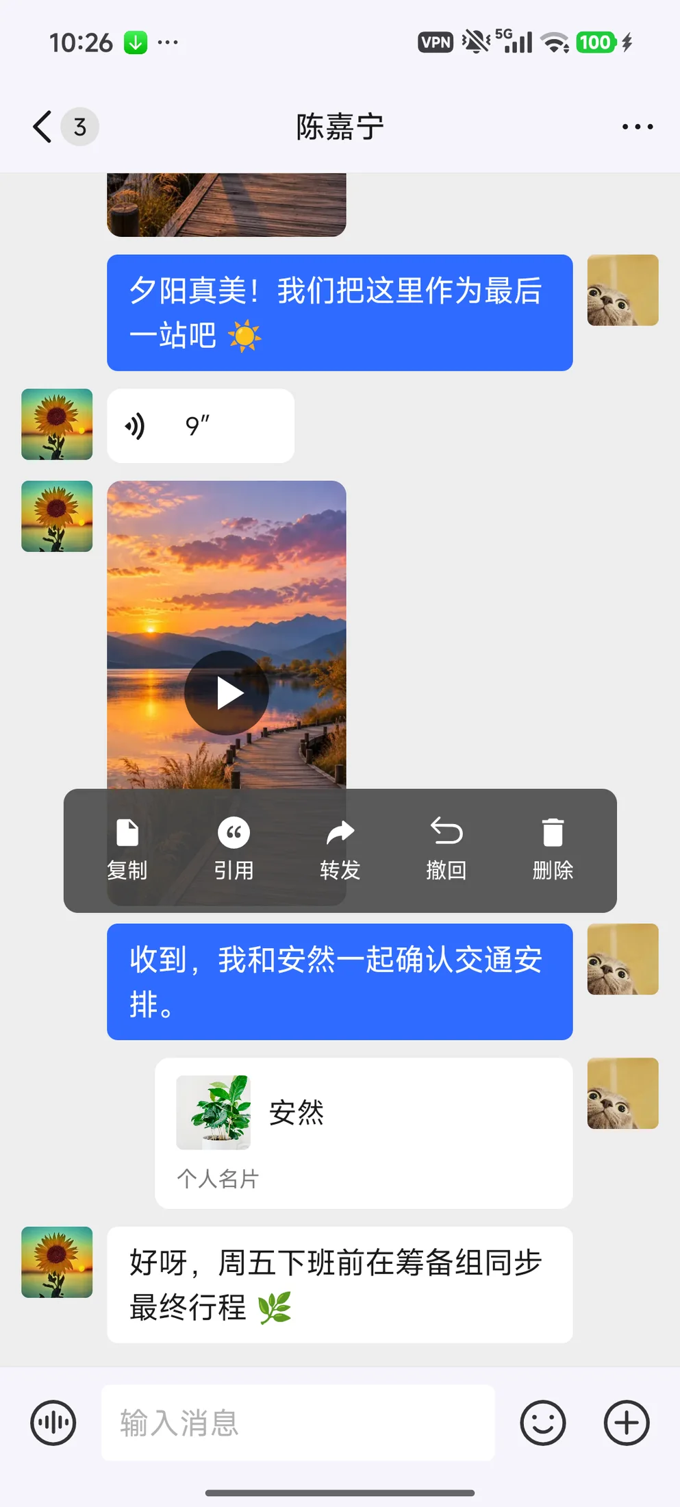 长按自己发出的文字消息