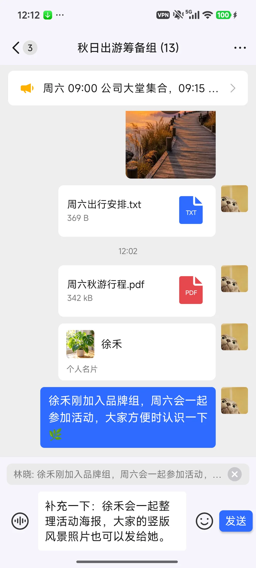 引用原消息并输入补充说明