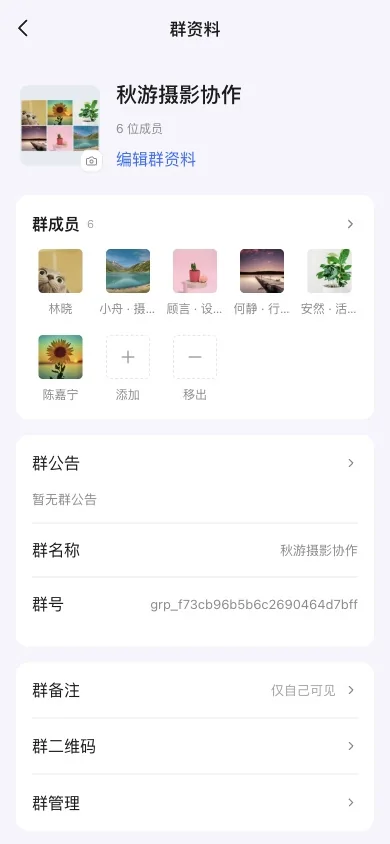 保存后的新群资料
