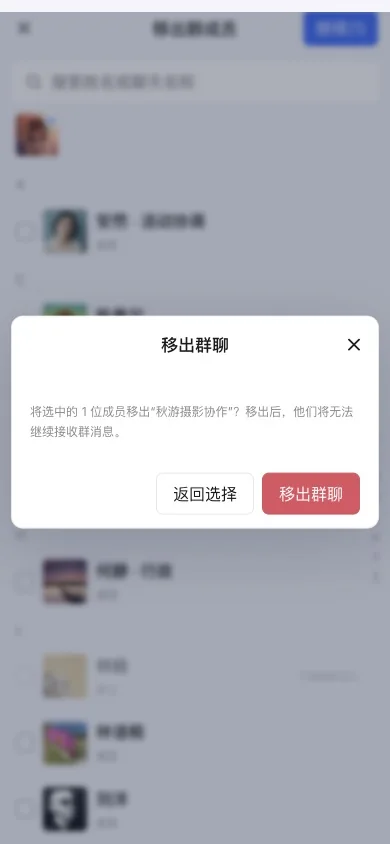 确认群名、移出人数与影响