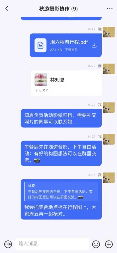 发送后保留原消息摘要