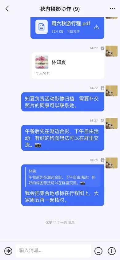 其他成员看到撤回提示